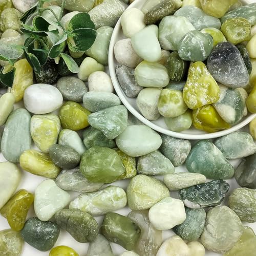 20LB Jade Pebbles for Landscaping, 0.7-1.2 Inch Natural Decorative Stones, Polished River Rocks for Landscaping,Plants, Vase, Flowerpot, Indoor Plants and Outdoor Garden Decoration - size: 20LB, style: Jade