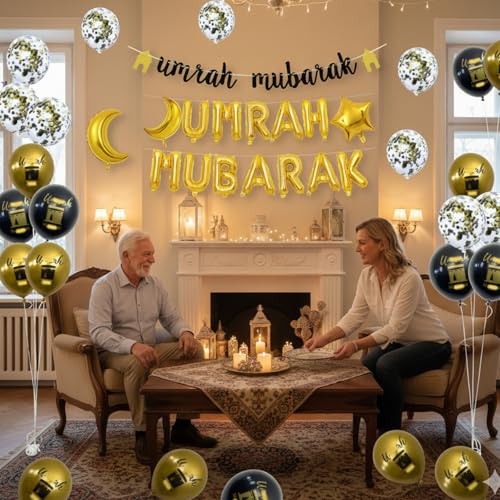 20Pcs Umrah Mubarak Decorations, Eid Mubarak Decorations Suitable for Religious Events and Home Decor