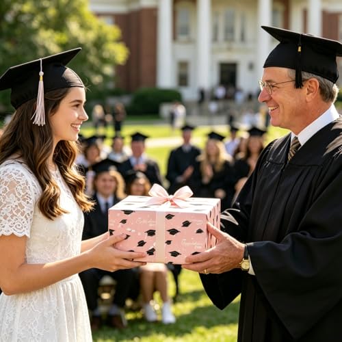 Cuitpan 2026 Graduation Wrapping Paper - 4 Jumbo Sheets,28x40 Inches, Pink Cap & White Diploma Design, Gift Wrap for Graduates, Graduation Parties, Seniors, School Events - color: Pink-Graduation