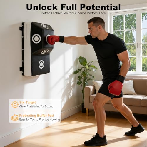 Wall Mount Uppercut Boxing Heavy Bag, MMA Training Punching Target Boxing Training Wall Target with Marking Points for Uppercuts, Hooks, Knees, Elbows, 13.78 * 9.84 * 23.62 inch