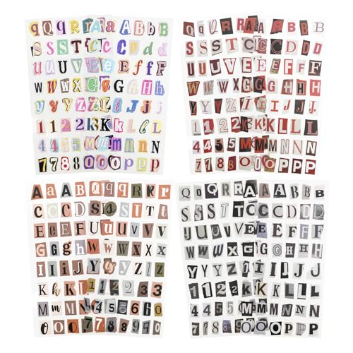 8 Sheets Pre-Cut Vintage Alphabet & Number Sticker Set, Retro Typography Letters for Scrapbook Journal Collage DIY Craft Decor - color: Late Letter