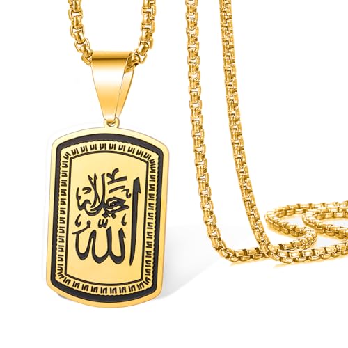 VASSAGO Allah Necklace for Women Men Stainless Steel Islamic Muslim Pendant Islam Religious Charm Jewelry Gift - color: Gold Allah Necklace2