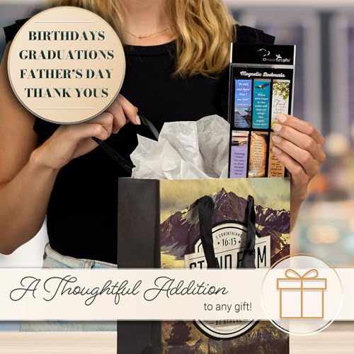 Christian Art Gifts Classic Nature Collection Magnetic Bookmark Set with Scripture, Hymn and Poem for Women and Men, Inspirational Magnetic Pagemarker Set of 6 for Bibles, Books, Size 2.3" x 0.8"