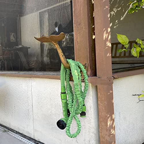 Bronze Finish Cast Iron Whale Tail Decorative Garden Hose Holder Wall Mounted Hook - Easy Install - Home Storage - Outdoor Nautical Decor - 10.5 Inches High | Nautical Wall Hook Form, 9.5 Inch Wide, 8.5 Inch Deep, Three-Point Mount with Bolts and Anchors