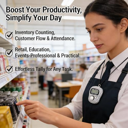 INSYOHO 6PCS Electronic Finger Counter with Glitter - 5 Digit Resettable Hand Tally, LCD Digital Clicker for Tasbeeh, Sports, Inventory Counting
