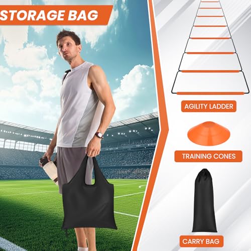 Agility Ladder, Speed Ladder, Agility Ladder Speed Training Equipment, Football Ladder, Footwork Ladder, Training Ladder for Footwork, Foldable Quick Assembly & Non - Tangling & Storage Bag - size: 8 Rungs