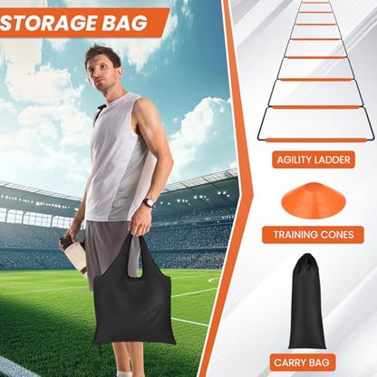 Agility Ladder, Speed Ladder, Agility Ladder Speed Training Equipment, Football Ladder, Footwork Ladder, Training Ladder for Footwork, Foldable Quick Assembly & Non - Tangling & Storage Bag - size: 8 Rungs