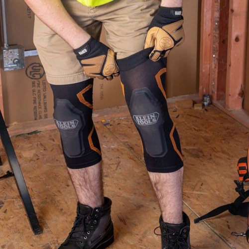 Klein Tools 60624 Knee Pad Compression Sleeve, Knee Support for Construction, Workers and Athletes, Black, L/XL - style: L/XL