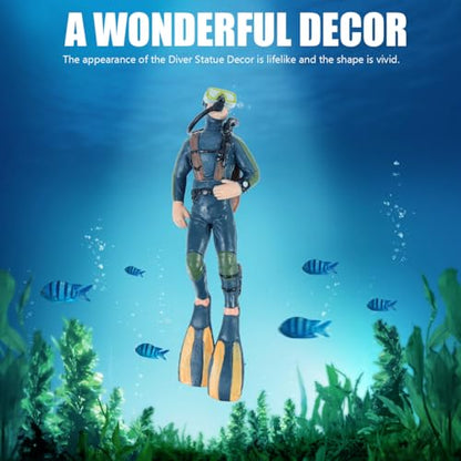 DOITOOL Diver Mini Model Aquarium Decoration Set 5.11X1.57X5.90In Fish Tank Ornament Lifelike Figurines for Fresh and Saltwater Aquatic Landscape