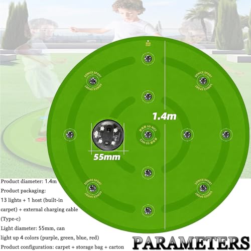 Smart Football Training Mat,1.4 M Agility Training Football Mastery Mat,Non-Slip Shock Dribble Soccer Sports Mat,with 13 Reaction Training Lights - 7 Training Modes,Football Gifts for Kids