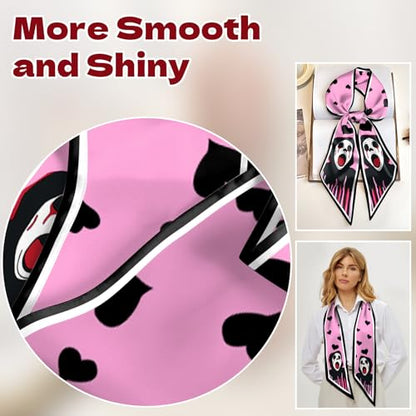 Head Hair Scarf Neck Silk Feeling Scarves Long Thin Satin Fashion Handbag Cute Decoration Women Girls 59 * 6.7'' - color: O-18-shout