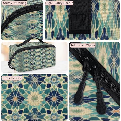 Islamic Flowers Travel Makeup Bag Waterproof Portable Pouch Open Flat Toiletry Bags Toiletries Cosmetics Traveling Organizer for Women Men