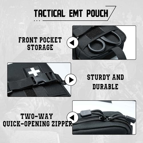 Upgrade Molle Rip Away Ifak Pouch, Tactical Small Belt First Aid Pouch Medical Utility EMT Pouch Only - color: BLACK