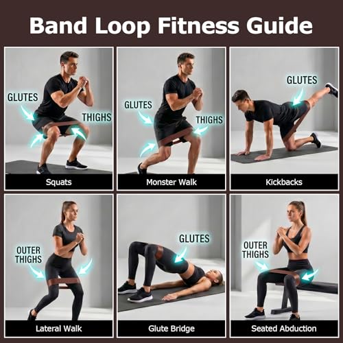 6-Pack Premium Natural Rubber Thickened Workout Resistance Bands Set for Home Gym & Physical Therapy, Anti-Snap Durable Exercise Bands for Full Body Strength Training, Legs, Glutes, Multi-Level - color: Heavy-6 Set-Coffee brown