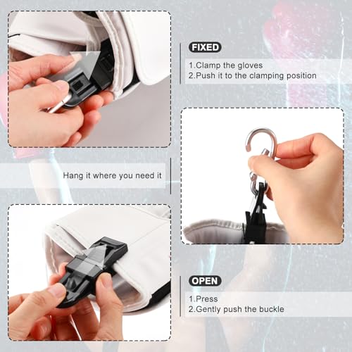 Novabright Boxing Glove Clip Holder with Carabiner Heavy-Duty No-Slip Clamp for Hanging MMA Muay Thai and Boxing Gloves on Backpacks or Gym Bags Quick-Dry Carrying Hook for Training Gear, Black