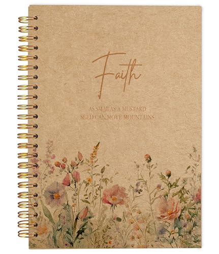 Faith Can Move Mountains Christian Notebook Journal - Inspirational Christian Gifts for Women, Bible Journal Notebooks for Note Taking, Bible Journaling Notebook, Spiral Notebook 5.5x8.3 Kraft Paper - color: 11-Christian-notebook