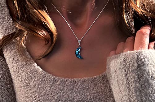 Once in a Blue Moon Necklace, Handmade Bismuth Pendant with Iridescent Crystal on Sterling Silver Chain, Unique Celestial Jewelry