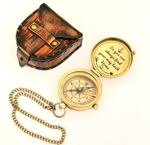 Brass Compass - So You can Always find Your Way Back Home - Engraved Compass - Personalized Compass - Anniversary Mens Gift - Graduation Gift - Gift for Boys/Mens