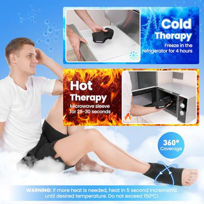 ONLYCARE Ankle Ice Pack Wrap for Swelling, Upgraded Gel Ice Pack Reusable, Hot Cold Therapy, Cold Pack for Sprained Ankle Injuries, Achilles Tendonitis, Plantar Fasciitis - color: Black