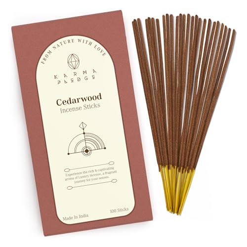 KarmaPledge Cedarwood Incense Sticks, Burn Time 45-60 Min, 100 Sticks - color: Cedarwood