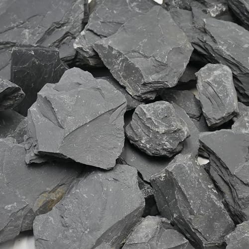 Natural Slate Rock 5lb Reptile Basking Stone Fish Tank Rocks for Aquarium Landscaping, Tank Decoration, Fairy Gardens,Reptile & Amphibian Enclosures 3-8 Inches