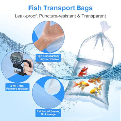 Aquarium Fish Bags, Clear Transportation Bag, Waterproof & Leak-proof Poly Shipping Bags for Storing and Transporting Live Fish (8" x 14" 50pcs) - size: 8" x 14" 50pcs