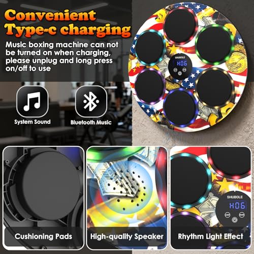 Music Boxing Machine with Gloves - Wall Mounted Punching Trainer for Adults & Kids, 9-Speed Punch Game, Wall Boxing Punching pad, 2025 Upgrade Gifts for Boys Age 6+ - style: US