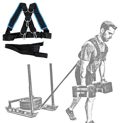 Sled Harness Tire Pulling Harness, Sled Shoulder Harness Adjustable Fitness Workout Speed Training Trainer Belt with Pull Strap for Pulling Speed Training,