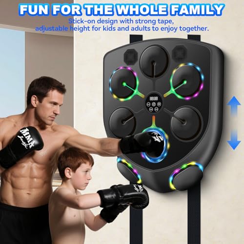 YORWHIN Smart Music Boxing Machine for Adults and Kids, Bluetooth Boxing Equipment with Boxing Gloves, Wall Mounted Electronic Punching Machine for Home Gym Workout Indoor - style: Large Shield