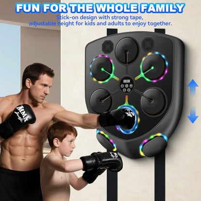 YORWHIN Smart Music Boxing Machine for Adults and Kids, Bluetooth Boxing Equipment with Boxing Gloves, Wall Mounted Electronic Punching Machine for Home Gym Workout Indoor - style: Large Shield