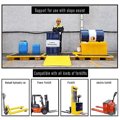 Oil Tank Spill Tray，Leak-Proof Pallet Pallet with Drain - Flat Top Grid Pad, 300-1200kg Load-Bearing, Ideal for Kitchen, Factory, and Garage Use(Barrel not Included) - size: 67.5x67.5x15cm