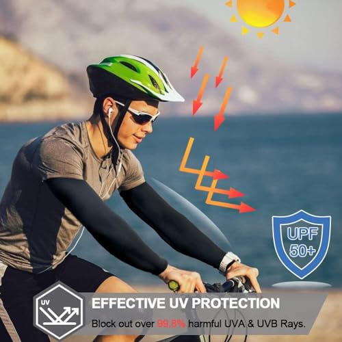 beister UV 및 자외선 차단 암 슬리브, 남성 및 여성용, UPF 50+, 쿨링 스포츠 압박 암 슬리브 - color: 블랙., size: X-Large