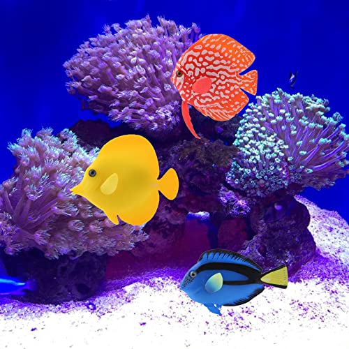 Artificial Moving Fish Floating Silicone Fish with Suction Cup Fishing Line Aquarium Decorations for Fish for T