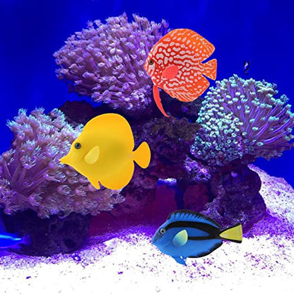 Artificial Moving Fish Floating Silicone Fish with Suction Cup Fishing Line Aquarium Decorations for Fish for T