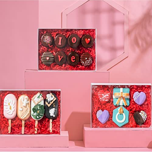 RomanticBaking 50 Pack Small Cookies Boxes with Window 9 1/2" x 6" x 1 1/4" Pastry Bakery Boxes for Macaron,Cakesicle,ricek rispy treats, Browine - color: White