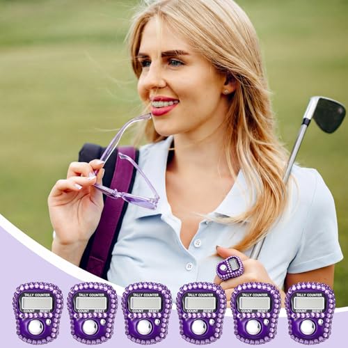 Simgoing Electronic Finger Clicker Counter, Rhinestones Tally Tasbeeh Counter Gifts for Prayer Islamic Golf Counting Goods Lap Knitting Bling Accessories - color: Purple
