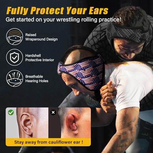Trymaker Wrestling Headgear, Head Gear with Chin Cup, Sorf Ear Guard for Men, MMA, Jiu-Jitsu (for Users Aged 12+) - size: L (21 1/4" - 25 1/4"), style: Blue