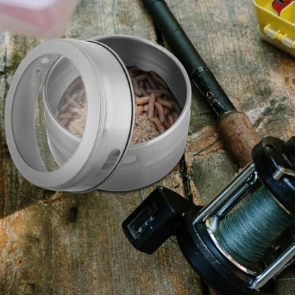 BESPORTBLE Stainless Steel Bait Box Round Worm Container Fishing Lure Storage Portable Multi-Function Bait Holder for Outdoor Anglers