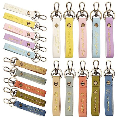 20 Pcs Christian Key Chain Leather Religious Keychain Inspirational Bible Key Chains Verse Quote Keychains Easter Day Gift - color: Pastel Colors