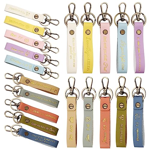 Jeyiour 20 Pcs Christian Keychains Bible Key Chain Bulk - color: Pastel Colors