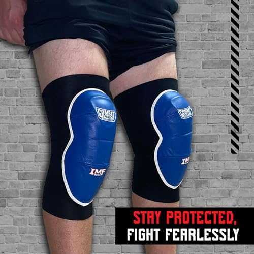 Combat Sports MMA Advanced IMF Tech™ Knee Pads – Injected Molded Foam, Leather Striking Surface, Neoprene Sleeve Support (Large, New) - size: Large, New