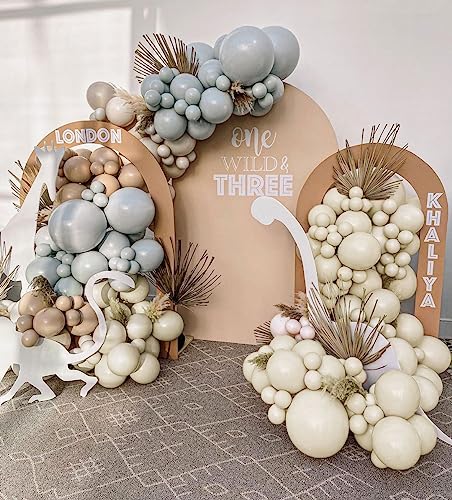 Double Stuffed White Sand Balloons Different Sizes 18In 12In 5In Light Grey Pastel Balloon Garland Kit Off White Balloon Arch For Birthday Baby Shower Bridal Wedding Neutral Boho Theme Party - color: Double Stuffed White Sand