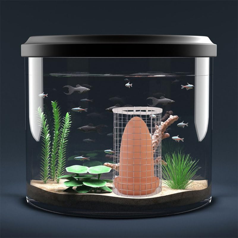 BESPORTBLE Discus Breeding Cone: Fish Breeding Cones Cave Ceramic Spawning Cave with Cage for Discus Fish Angelfish, 7.8 * 3inch with Isolation Net