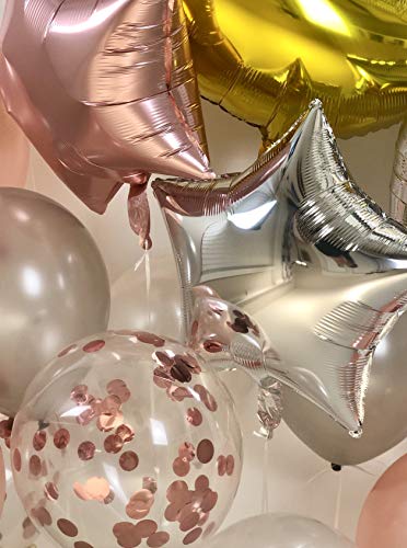 Sweet Moon 16 Piece Moon and Star Balloons Bouquet - Baby Shower, Birthday, Gender Reveal, Eid, and Ramadan Party Decoration (Rose Gold)