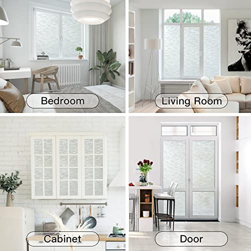Haton Window Privacy Film, Frosted Stripe Non-Adhesive, 11.8" x 118.1" | Static Cling Removable Frosted Glass Film, Blocks UV & Heat, Anti-glare Privacy Covering for Bathroom & Home Windows - color: Frosted Stripe, size: 11.8" x 118.1"