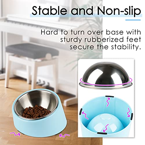 SUPERDESIGN Anti-Vomiting 15° Slanted Pet Bowl, S/0.5 Cup, Blue | 15° Tilted, Anti-Vomit & Neck Relief, Non-Slip Base, Detachable Stainless Steel Liner, Dishwasher Safe, for Cats & Dogs - color: Blue, size: S/0.5 Cup