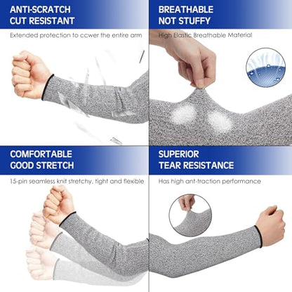 Geyoga Arm Sleeves Guards Cut Resistant HPPE,X-Large,Hppe,Black, Gray - color: Gray, size: Large, style: Hppe