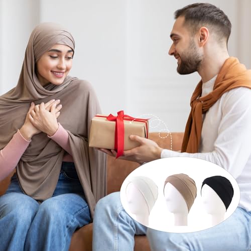 3PCS Hijab Undercap for Women, Muslim Inner Hijab Caps, Chemo Head Scarf Beanie Skull Cover Cap for Women Hair Loss - color: 1