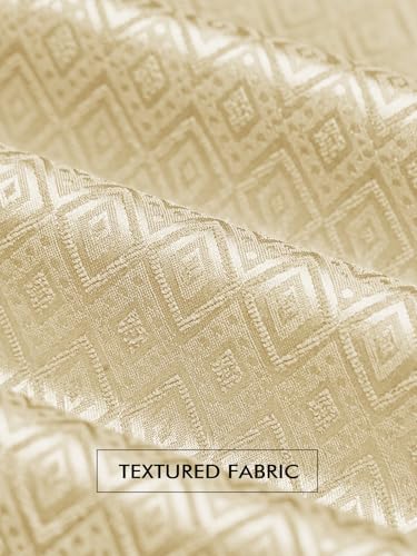 Runcati Mens Kaftan Thobe Textured Henley Shirt Long Sleeve Robe Casual Muslim Gown Shirt - color: Beige, size: Medium