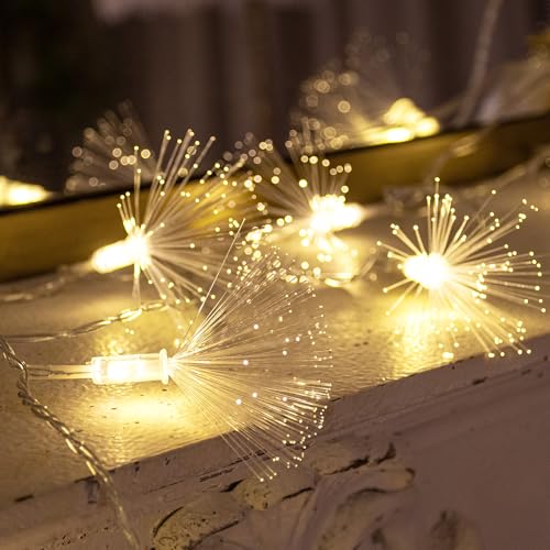 YOLIGHT 33FT 80 LED Fiber Optic Fairy String Lights Christmas Tree Light Battery Powered for Wedding, Christmas Tree, Garden, Patio, Party Decoration (Warm White) - color: Warm White, size: Battery Powered